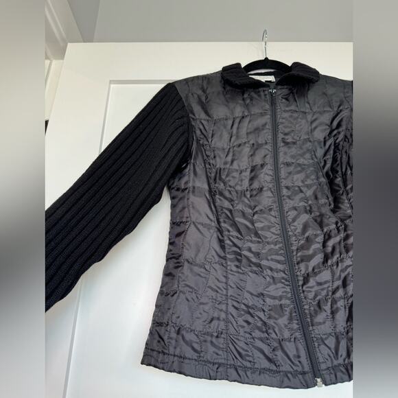 Anne Fontaine Black Puffer Sweater Mixed Media Jacket Size 3 - Picture 3 of 6